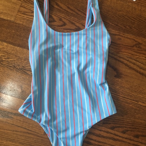 Amuse Society Amalia Blue stripe swimsuit  NWT - Picture 5 of 7